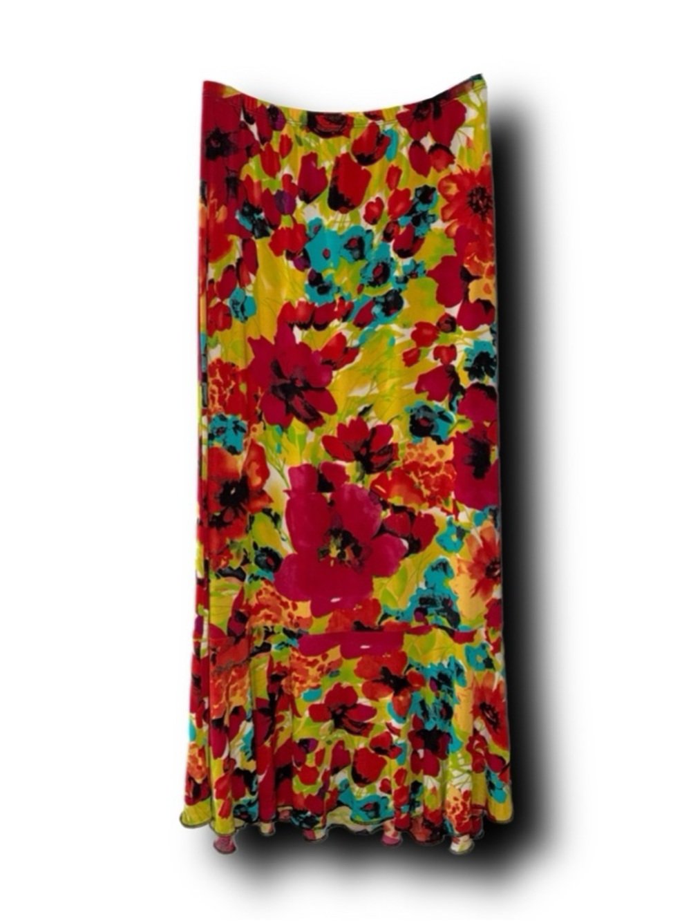 Y2K Choices Boho Watercolor Floral Midi Ruffle Skirt Vintage Vibes